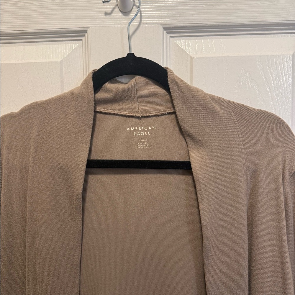 American Eagle Outfitters Long Open Front Cardigan - Taupe - Picture 3 of 5